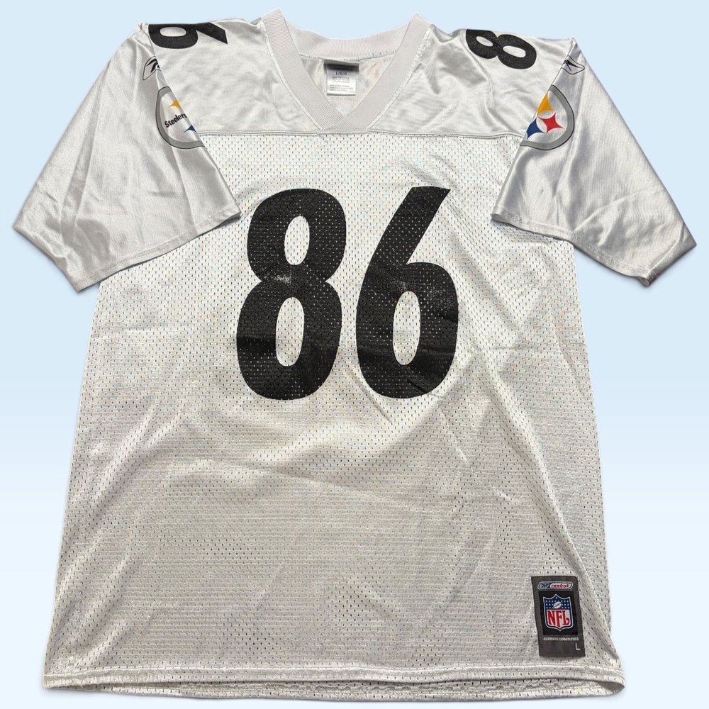 Pittsburgh Steelers Jersey Mens Large White NFL Football Hines Ward 86 Reebok